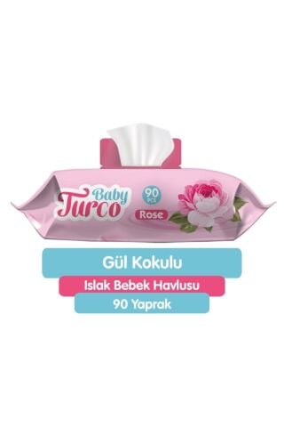 Baby Turco Doğal Güllü Bebek Havlusu 90 Yaprak