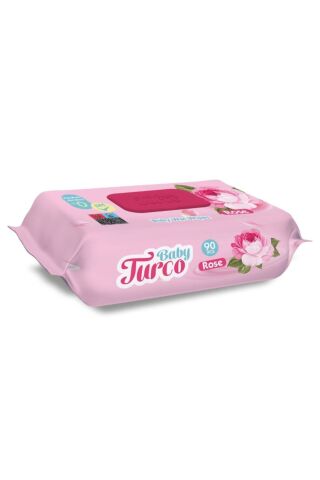 Baby Turco Doğal Güllü Bebek Havlusu 90 Yaprak