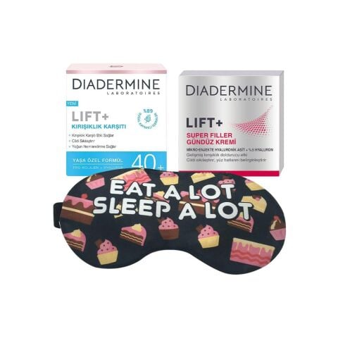 Diadermine Kırışıklık Karşıtı Krem Lift+ 40+, Super Filler Gündüz Kremi ve Uyku Bandı Hediyeli