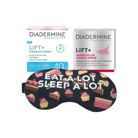 Diadermine Kırışıklık Karşıtı Krem Lift+ 40+, Super Filler Gündüz Kremi ve Uyku Bandı Hediyeli