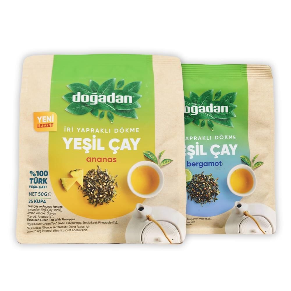 Doğadan Dökme Yeşil Çay Ananas 50 gr ve Bergamot 50 gr