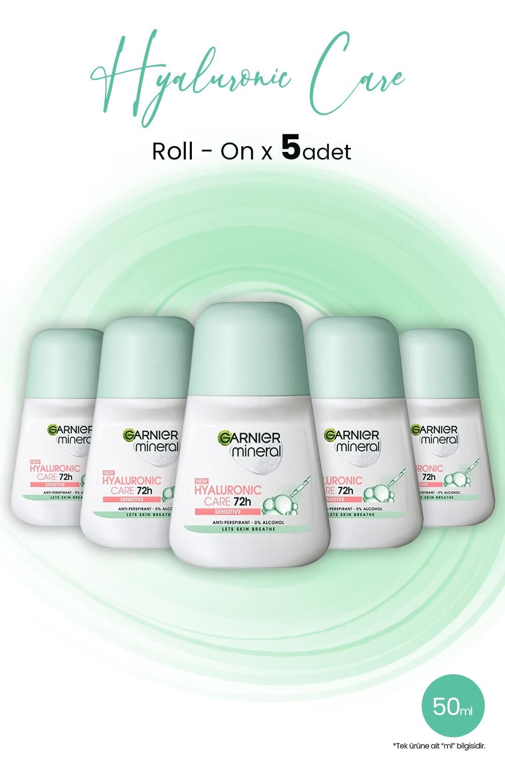 Garnier Mineral Hyaluronik Bakım 72H Roll-On 50 ml x 5 Adet