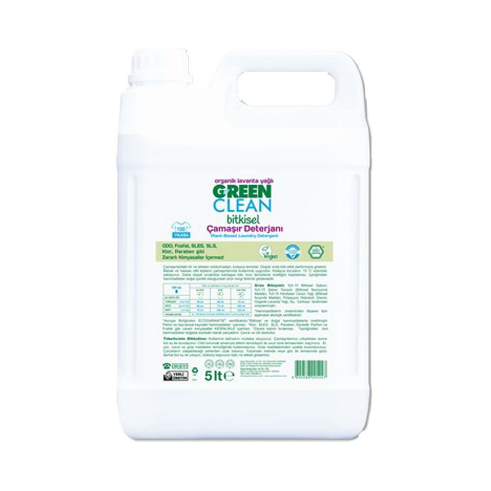 U Green Clean Organik Lavanta Yağlı Bitkisel Sıvı Çamaşır Deterjanı 5 lt