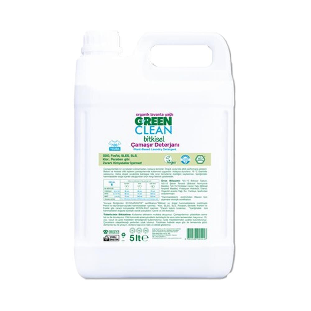 U Green Clean Organik Lavanta Yağlı Bitkisel Sıvı Çamaşır Deterjanı 5 lt