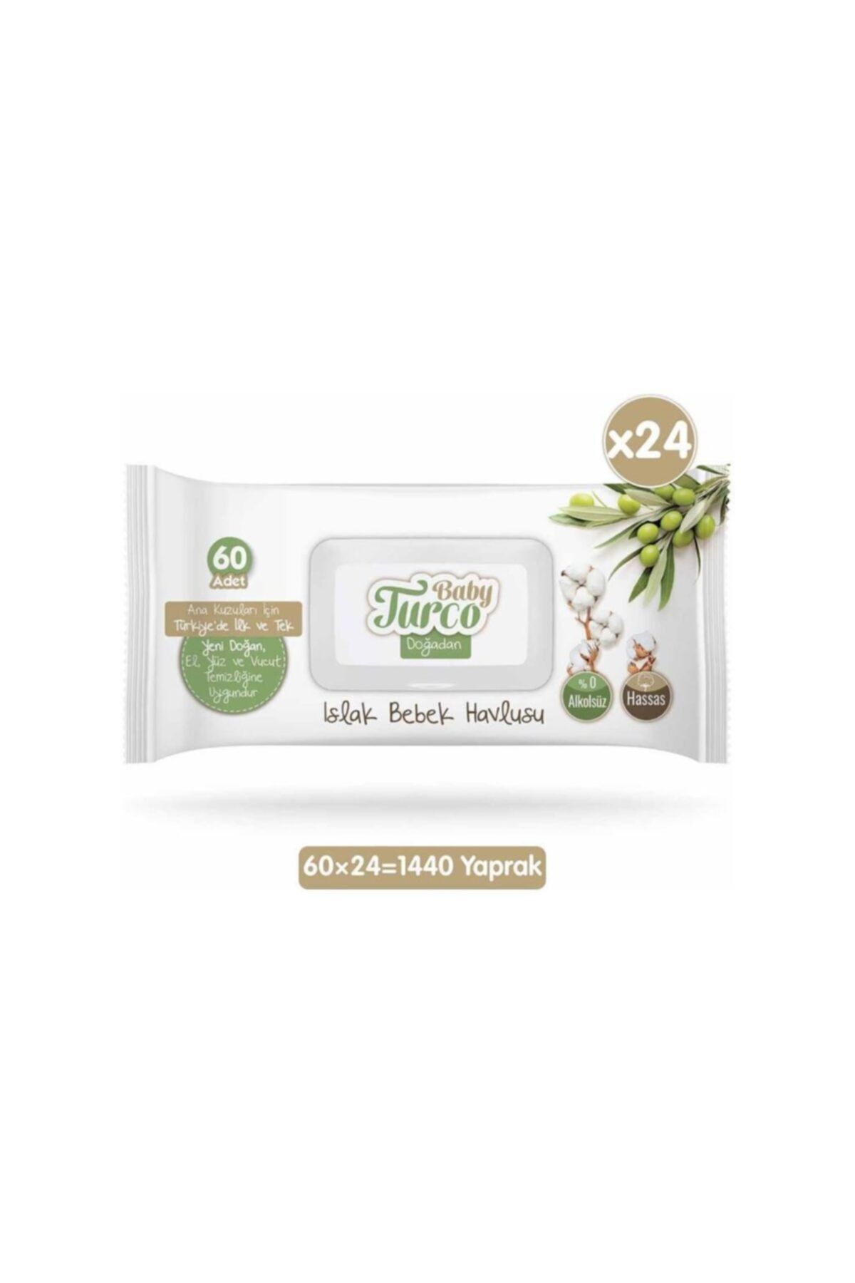 Baby Turco Doğadan Islak Bebek Havlusu 60 Yaprak X 24'lü
