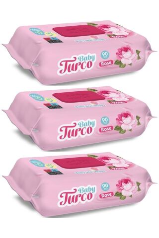 Baby Turco Islak Havlu Güllü 90 Yaprak 3 Lü Set 270 Yaprak