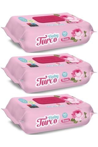 Baby Turco Islak Havlu Güllü 90 Yaprak 3 Lü Set 270 Yaprak