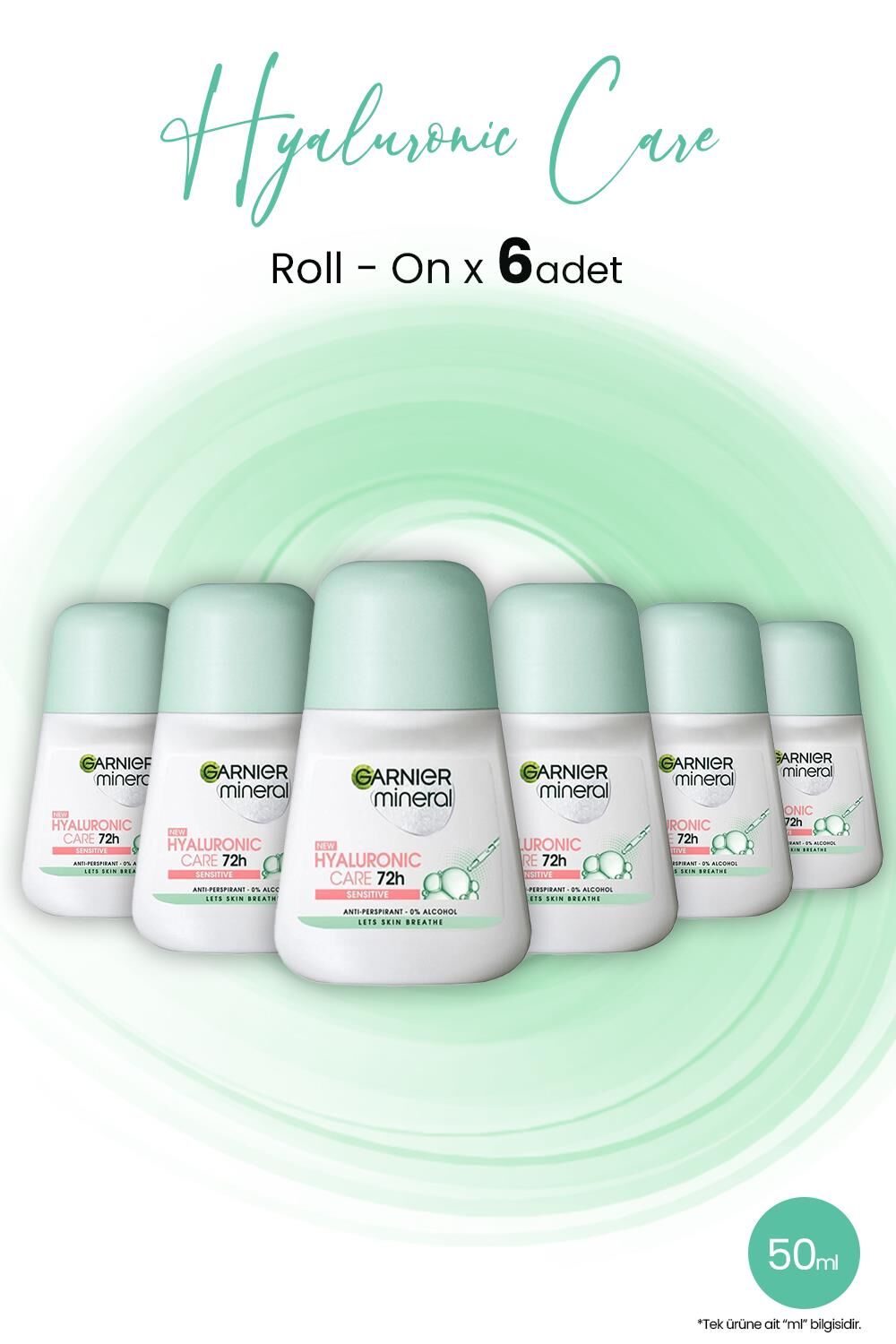 Garnier Mineral Hyaluronik Bakım 72H Roll-On 50 ml x 6 Adet