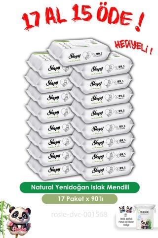 17 AL 15 ÖDE Sleepy 90'lı Natural Yenidoğan Islak Mendili ve ROSIE