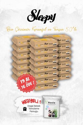 Karanfil ve Tarçın Bio Çözünür 19 AL 16 ÖDE Yüzey Temizleme Havlusu 50'li ve ROSIE