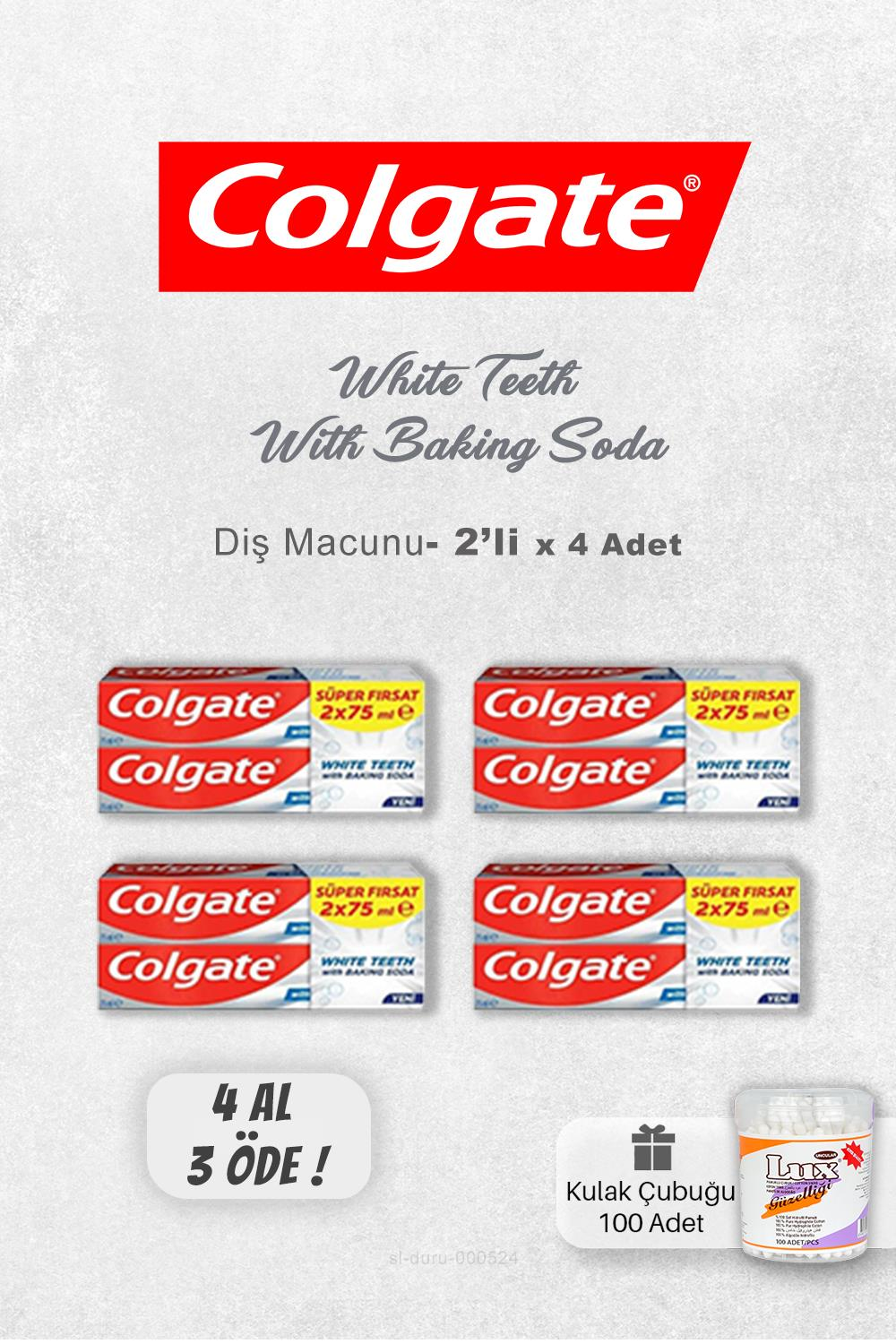 Colgate 4 AL 3 ÖDE White Teeth Diş Macunu ve Kulak Çubuğu