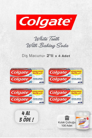 Colgate 4 AL 3 ÖDE White Teeth Diş Macunu ve Kulak Çubuğu