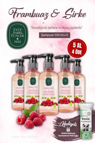 Eyüp Sabri Tuncer 5 AL 4 ÖDE Sirke Şampuan Frambuazlı 100 ml ROSIE makyaj pamuğu