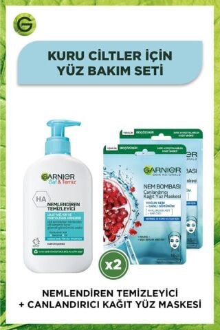 Saf& Temiz Nemlendiren Temizleyici 250 Ml + Nem Bombası Canlandırıcı Kağıt Maske X2