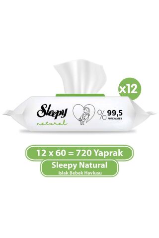 Sleepy Natural Yenidoğan Islak Havlu 60'lı x 12 Adet