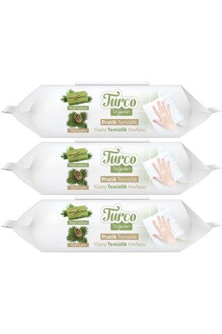 Baby Turco Turco Doğadan Pratik Yüzey Temizlik Havlusu 100 Yaprak Yeşil Sabun/Yeşil Çam (3 Lü Set) 300 Yaprak