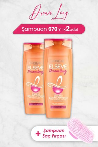 Elseve Dream Long Onarıcı Şampuan 670 ml x 2 Adet ve Şampuan Fırçası