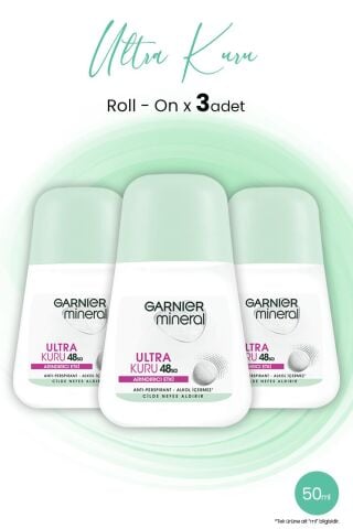 Garnier Mineral Ultra Kuru Roll-On 48 Saat x 3 Adet