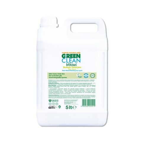 U Green Clean Organik Portakal Yağlı Bitkisel 5 lt Sıvı Bulaşık Deterjanı