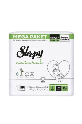 Sleepy Natural Bebek Bezi Mega Maxi 4 (7-14kg) 152 Adet