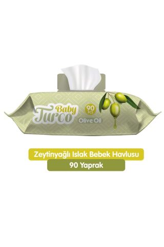 Baby Turco Islak Havlu Mendil 90 Yaprak Zeytinyağlı 2 Li Set 180 Yaprak