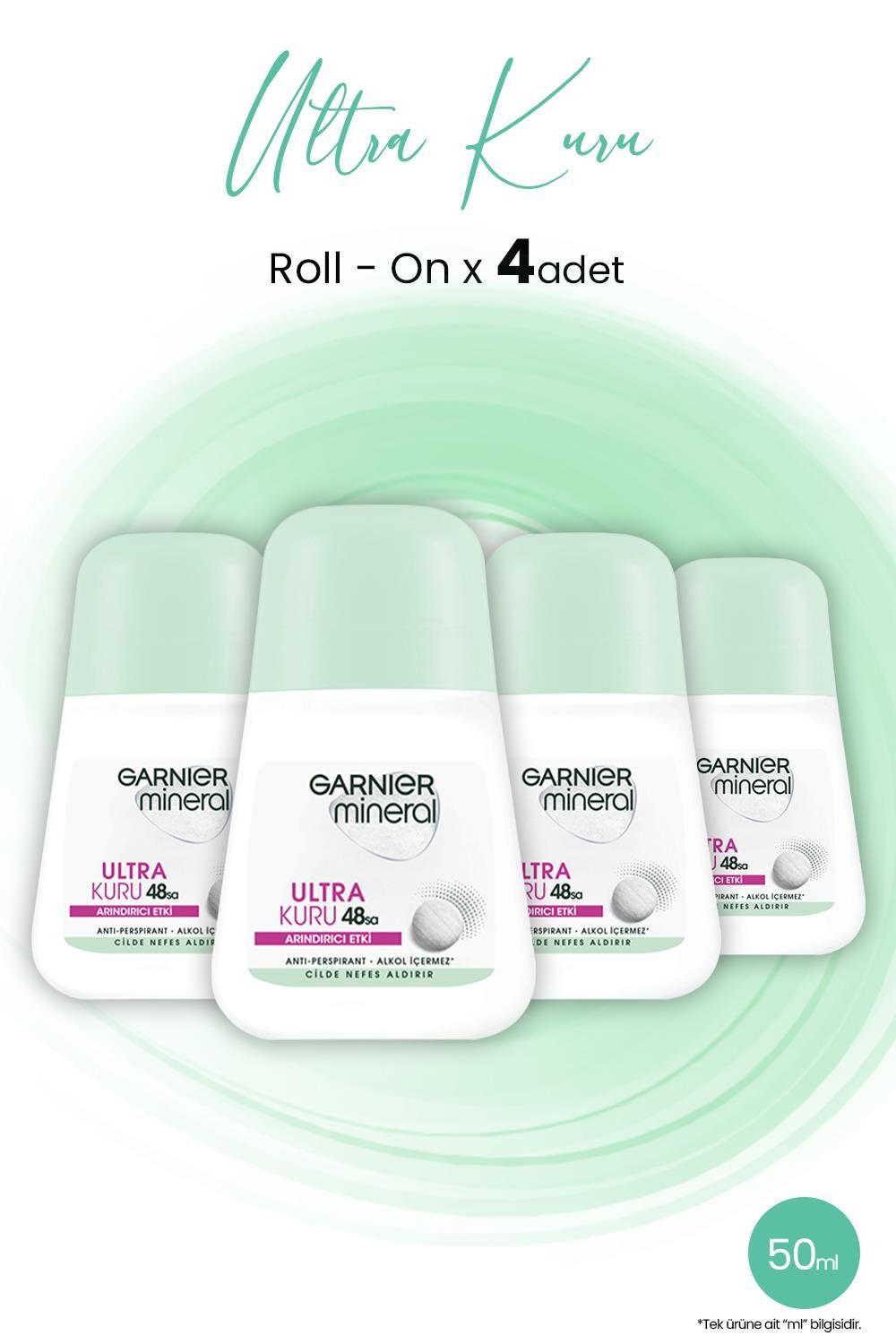 Garnier Mineral Ultra Kuru Roll-On 48 Saat x 4 Adet