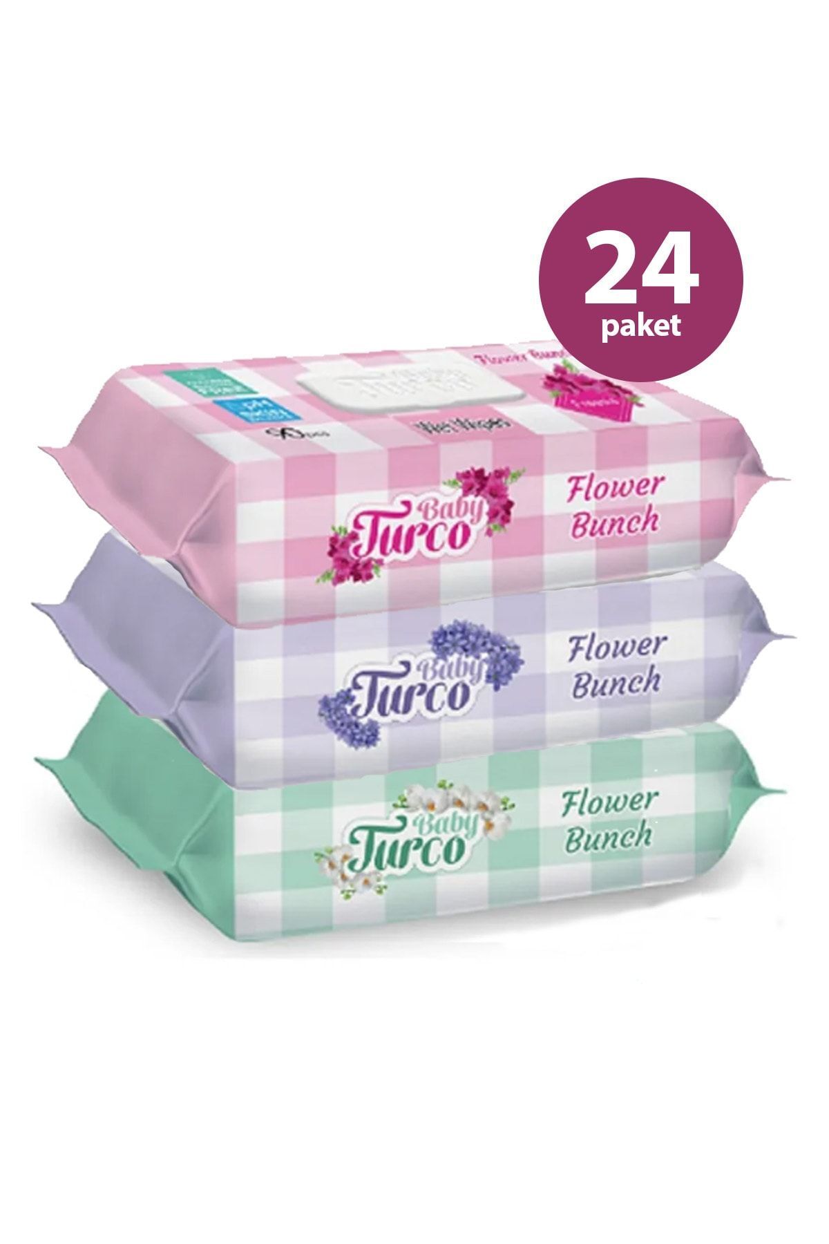 Baby Turco Frezya, Sümbül, Orkide X8 24'Lü Set 2160 Yaprak Islak Havlu