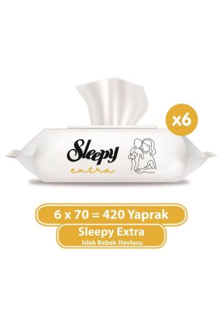 Sleepy Extra Islak Mendil 70 Yaprak x 6 Adet