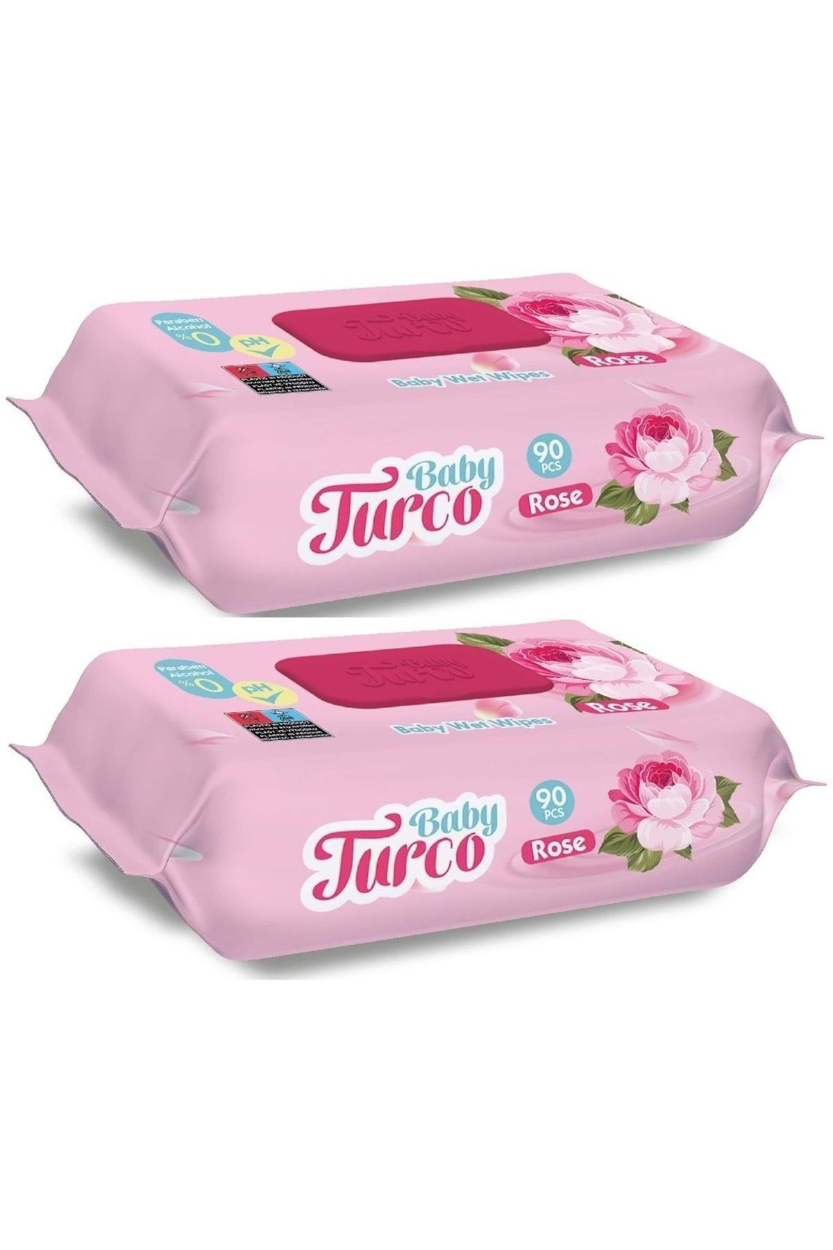 Baby Turco Islak Havlu Mendil 90 Yaprak Gül/rose 2 Li Set 180 Yaprak