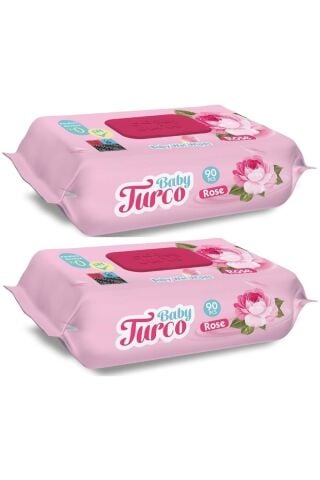 Baby Turco Islak Havlu Mendil 90 Yaprak Gül/rose 2 Li Set 180 Yaprak