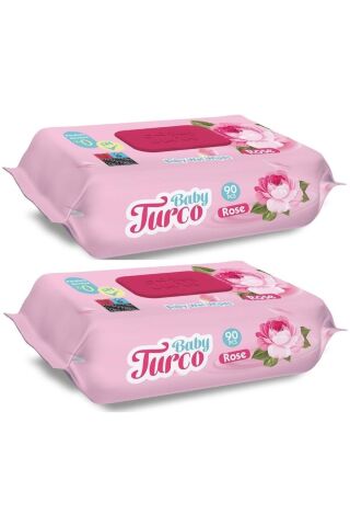 Baby Turco Islak Havlu Mendil 90 Yaprak Gül/rose 2 Li Set 180 Yaprak