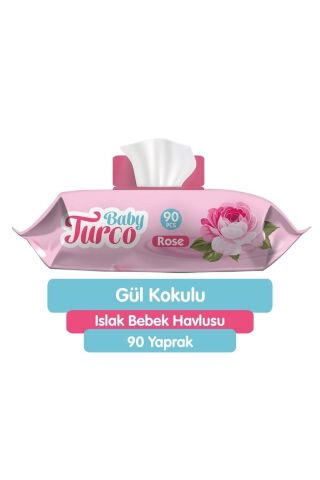 Baby Turco Islak Havlu Mendil 90 Yaprak Gül/rose 2 Li Set 180 Yaprak