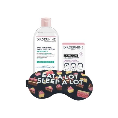 DIADERMINE Micellar Makyaj Temizleme Suyu 400 ml, T Bölgesi Bantları ve Uyku Bandı Hediyeli