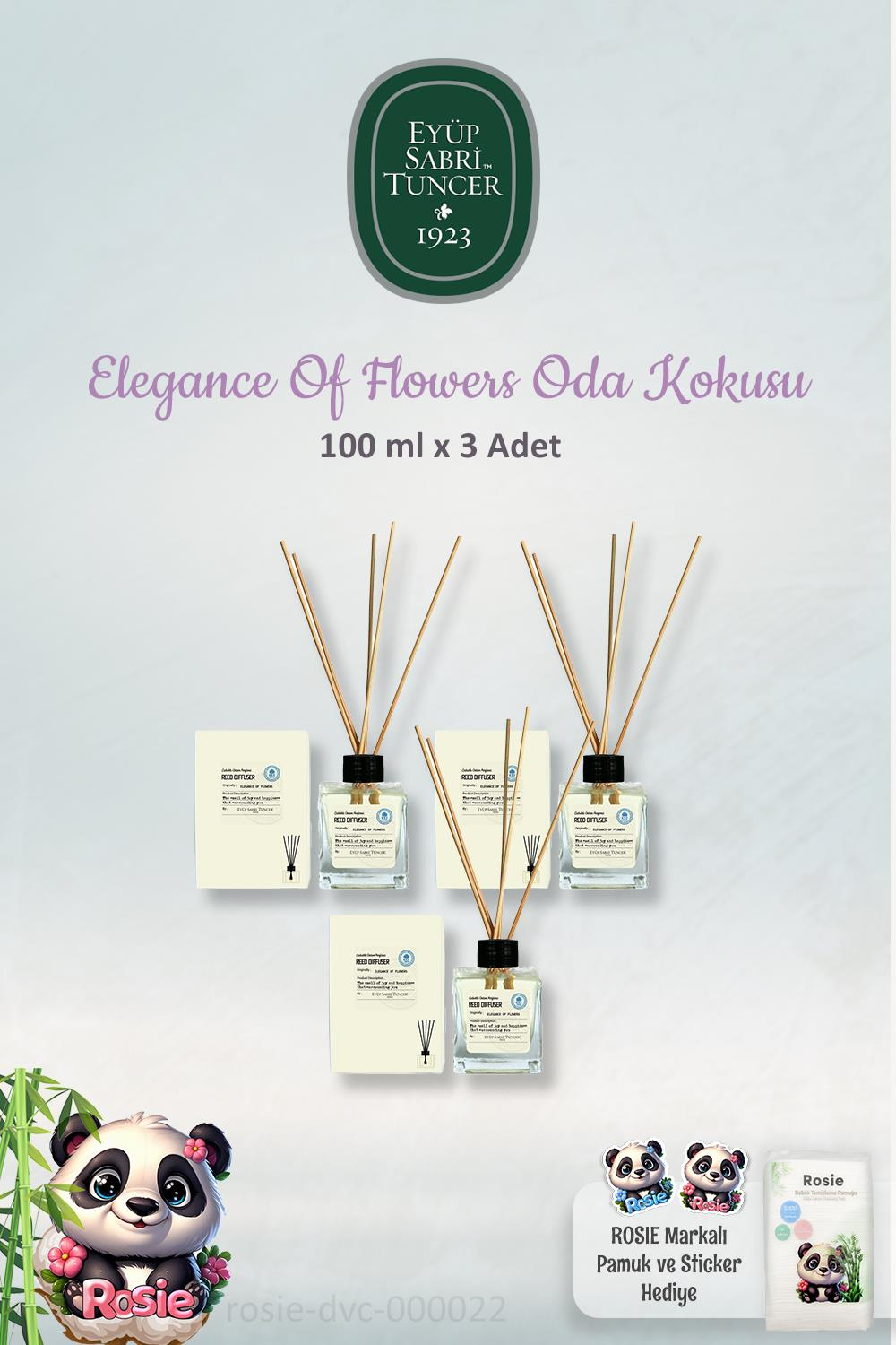 Eyüp Sabri Tuncer 3'lü Elegance Of Flowers Çubuklu Koku 100 ml ve ROSIE Pamuk
