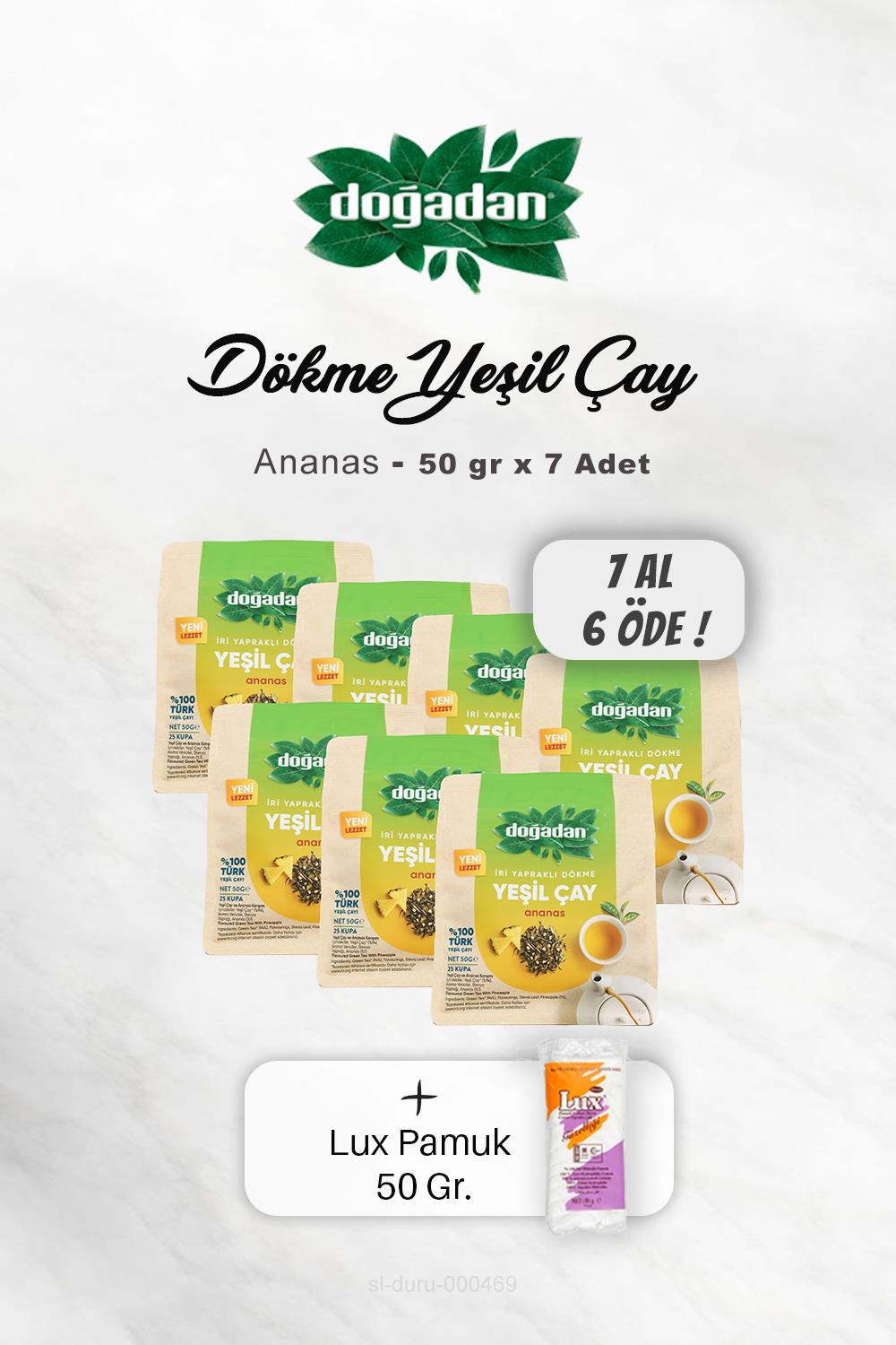7 AL 6 ÖDE Doğadan Dökme Yeşil Çay Ananas 50 gr, Pamuk