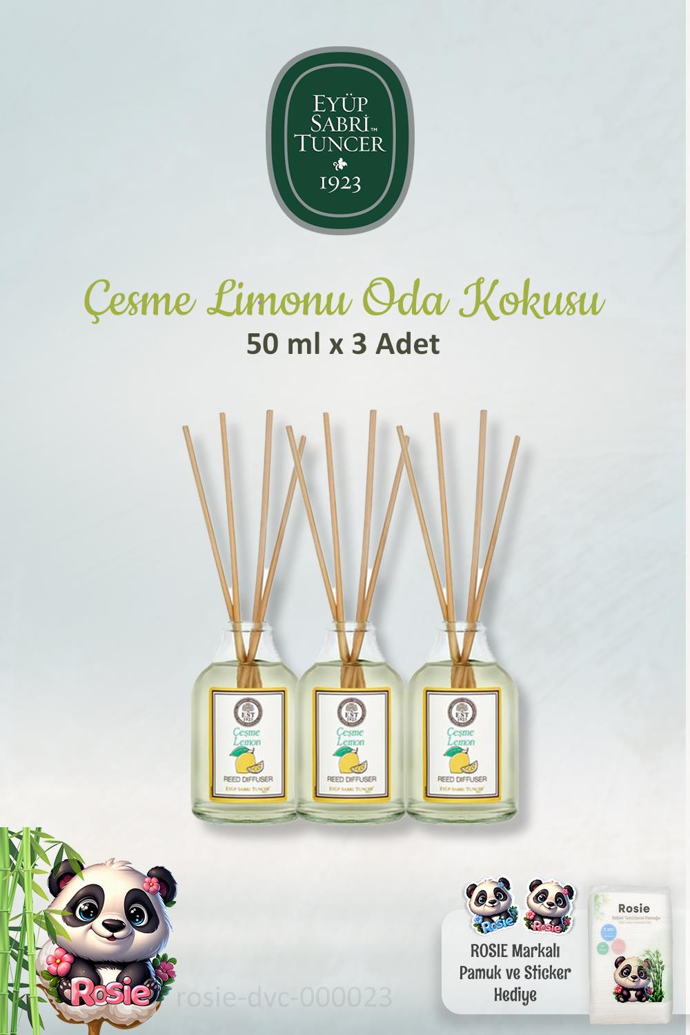 Eyüp Sabri Tuncer Çeşme Limonu Çubuklu Oda Kokusu 50 ml ve ROSIE Pamuk 60'lı