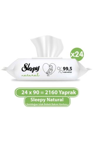 Sleepy Natural Yenidoğan Islak Mendili 90 x 24 Adet (2160 Yaprak)
