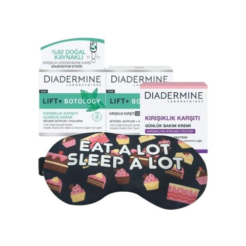 Diadermine Lift+ Botology Gündüz Kremi 50 ml + Gece Kremi 50 ml, Bakım Kremi ve Uyku Bandı Hediyeli