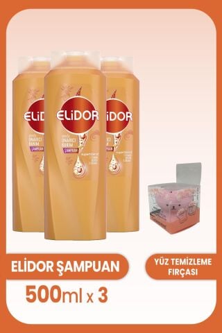 Elidor Superblend Şampuan Onarıcı Bakım 500 ml x 3 Adet ve Yüz Fırçası