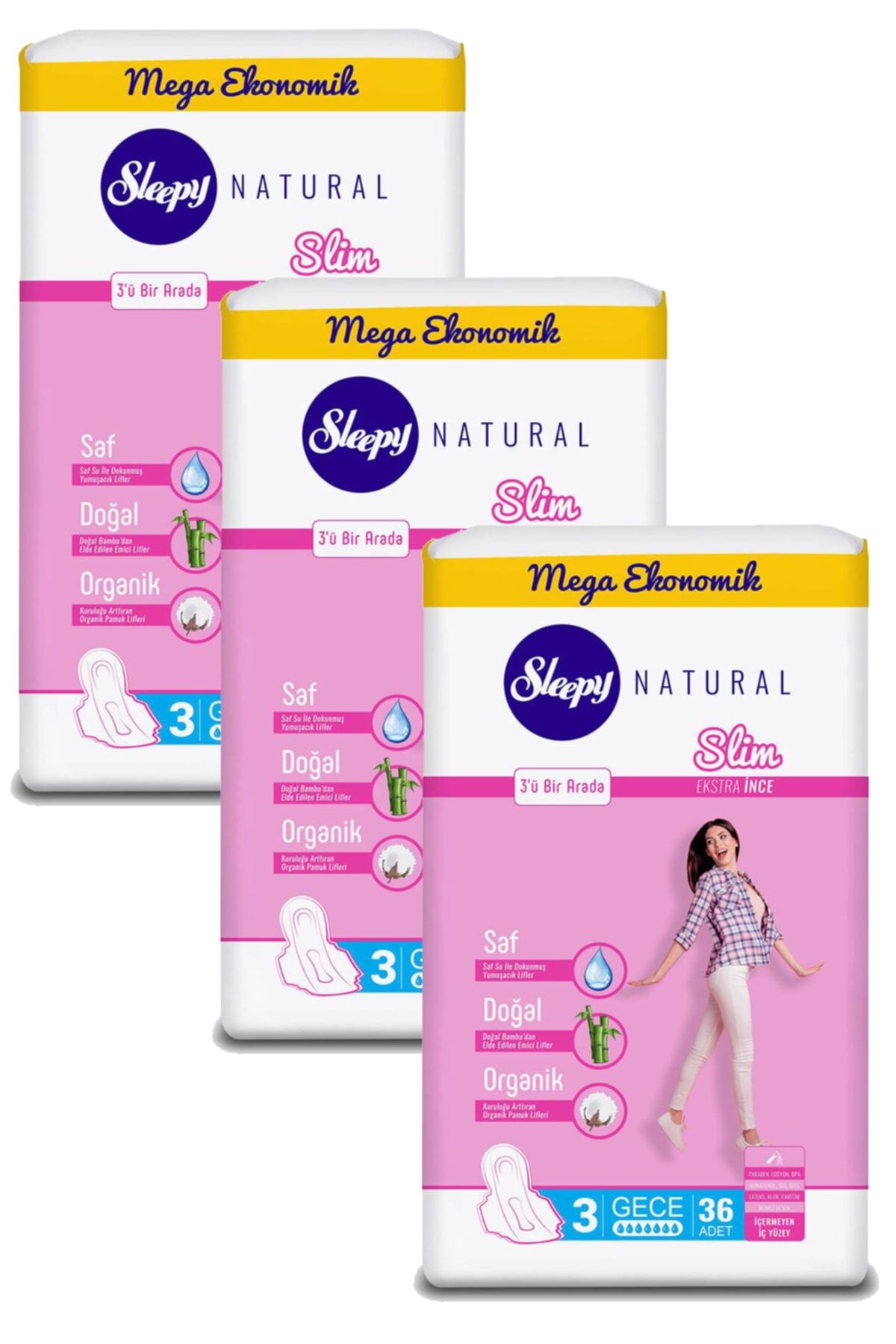 Sleepy Natural Hijyenik Ped Slim Gece 36 Adet x 3 Adet