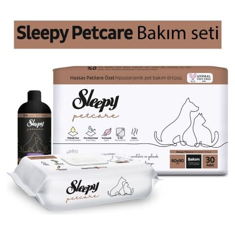 Petcare Bakım Seti ( 30'lu Pet Bakım Örtüsü + 60 Yaprak Islak Havlu + 500 ml Şampuan )