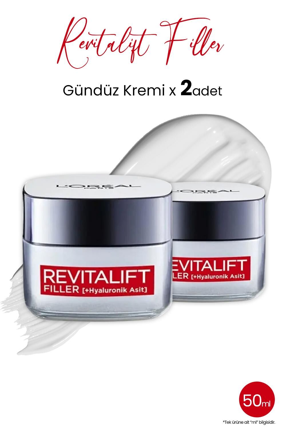 Loreal Paris Revitalift Filler Hyaluronik Asit Gündüz Kremi 50ml x 2 Adet