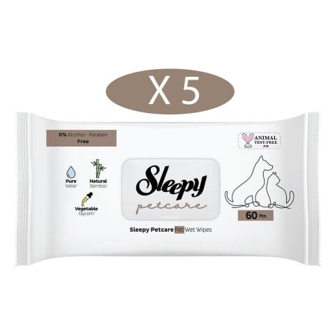 Petcare Evcil Hayvan Islak Havlusu 60LI x 5 Adet (300 Yaprak)