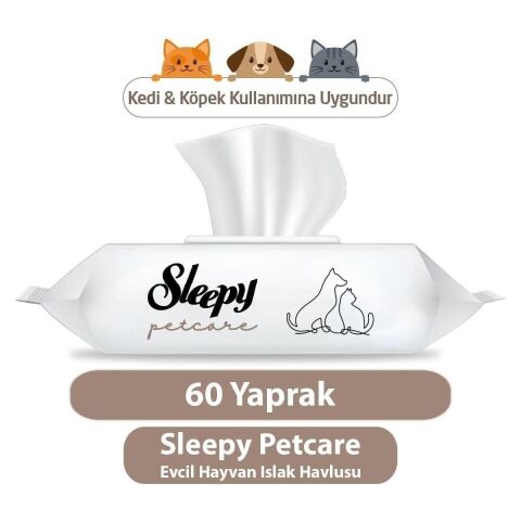 Petcare Evcil Hayvan Islak Havlusu 60LI x 5 Adet (300 Yaprak)