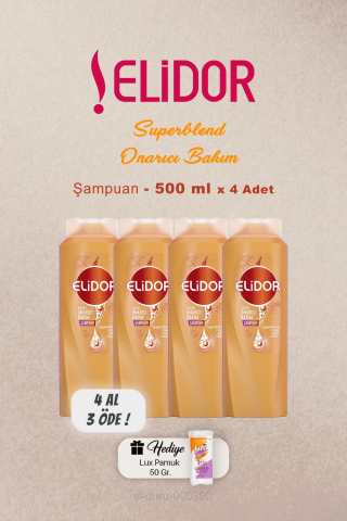 4 AL 3 ÖDE Elidor Superblend Saç Bakım Şampuanı 500 ml, Pamuk Hediyeli