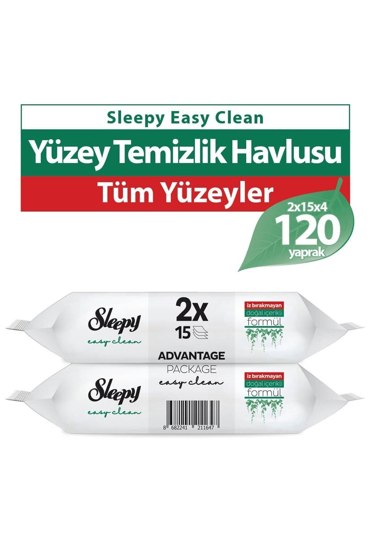 Sleepy Easy Clean Yüzey Temizlik Havlusu 2x15x4 Adet (120 Yaprak)