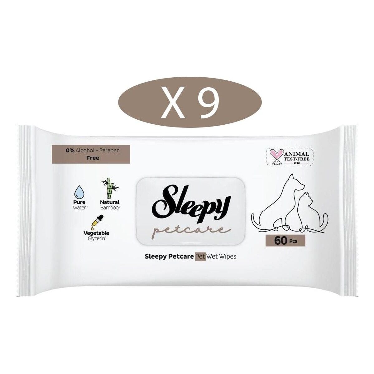 Petcare Evcil Hayvan Islak Havlusu 60LI x 9 Adet (540 Yaprak)