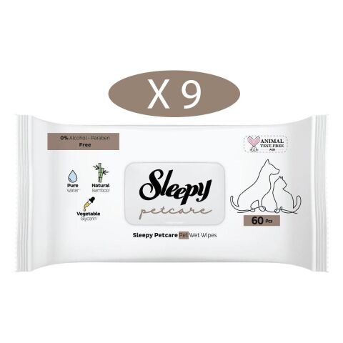 Petcare Evcil Hayvan Islak Havlusu 60LI x 9 Adet (540 Yaprak)
