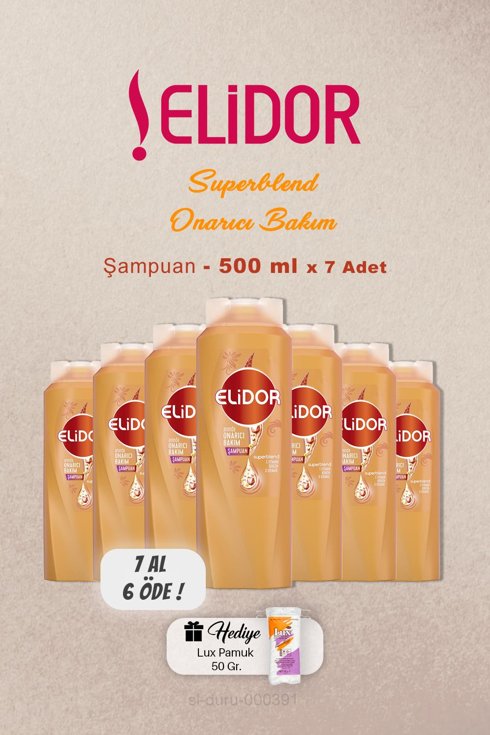 7 AL 6 ÖDE Elidor Superblend Saç Bakım Şampuanı 500 ml, Pamuk Hediyeli