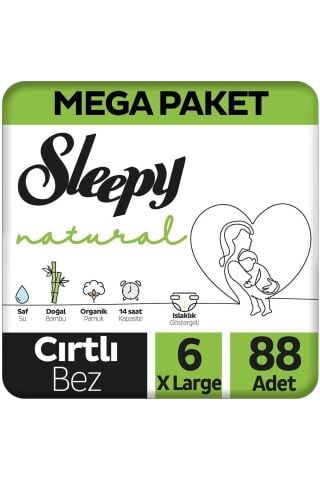 Sleepy Natural Bebek Bezi Mega XL 6 (15-25kg) 88 Adet